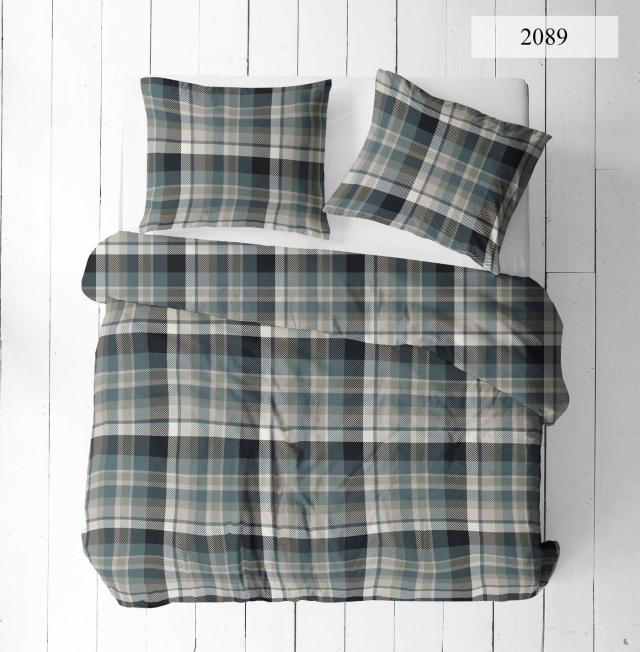 Pościel 100% bawełny 200x220 na suwak nordycka krata blue