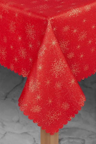 Obrus świąteczny 140x240cm czerwono zloty