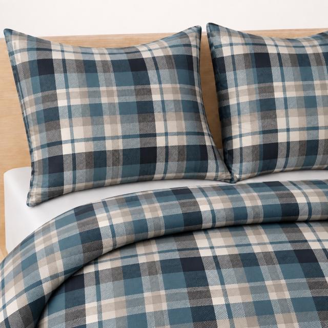 Pościel 100% bawełny 200x220 na suwak nordycka krata blue