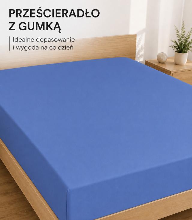 Prześcieradło z gumką jersey 160x200cm niebieskie
