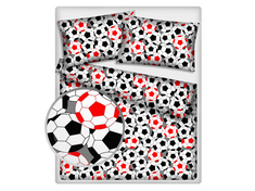 Pościel Bawełniana 160x200  Piłki Czerwone 